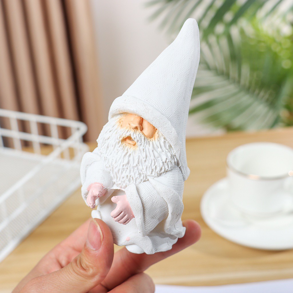 DAPHNE Smoking Dwarf Poly Resin Statue Indoor And Outdoor Little Man Sculpture Gnome Statue White Amusing Lawn Decoration Interior And Exterior Decor Garden Funny Dwarf