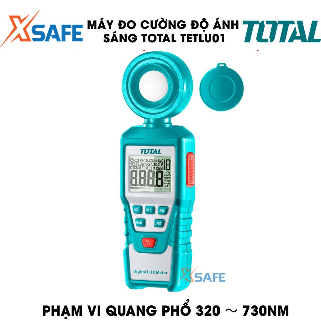 Máy đo cường độ ánh sáng kỹ thuật số TOTAL TETLU01 màn hình LCD Thiết bị đo cường độ ánh sáng phạm vi 0-200000 LUX