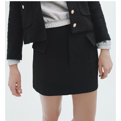 BỘ ÁO BLAZER VÀ CHÂN VÁY VẢI DỆT MÀU ĐEN | BigBuy360 - bigbuy360.vn