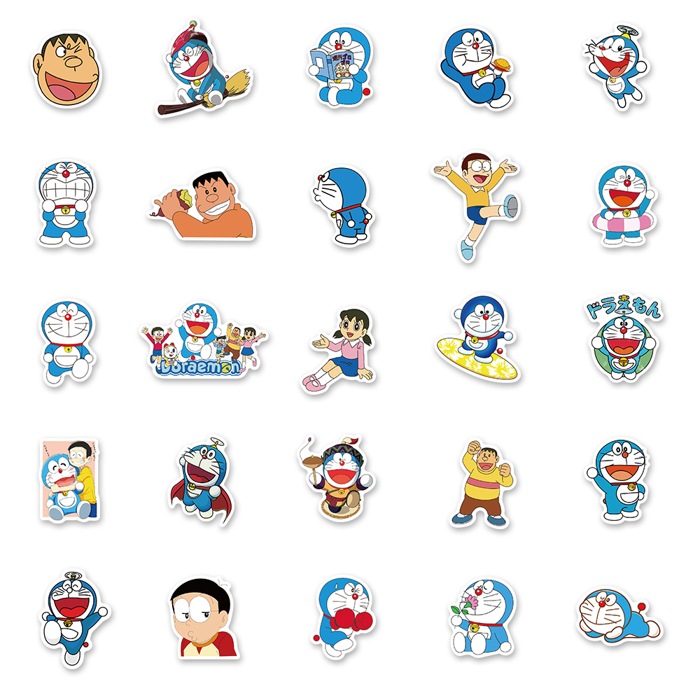 Bộ 50 Miếng Dán PVC Chống Thấm Nước Hình Doraemon Đáng Yêu