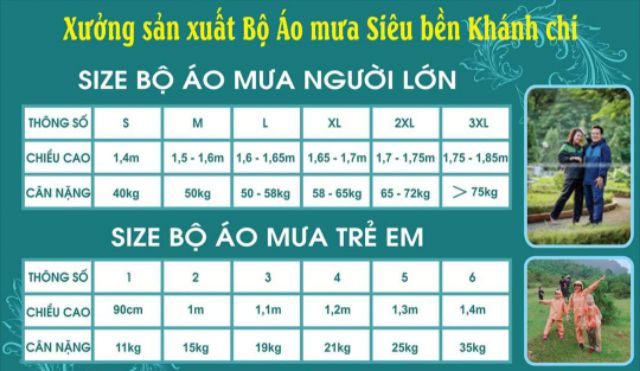 Bộ áo mưa trẻ em Khánh Chi