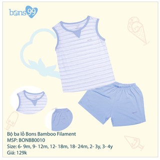 Bộ ba lỗ Bon99 vải tăm tre cực mát cho các bé