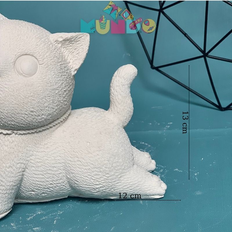 Tượng tô màu cao cấp (kèm màu/cọ) chọn mẫu MÈO LƯỜI tượng thạch cao MUNDO