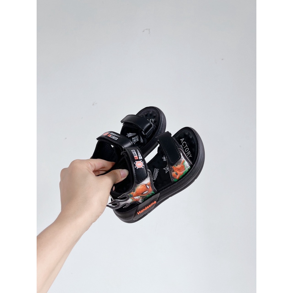 Sandal bé trai - dép quai hậu cho bé quai dán tùy chỉnh nhẹ êm chân hình Spiderman mẫu mới Babybees  A2267 (ảnh thật)