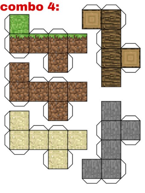 5 Combo Mô hình giấy block Minecraft