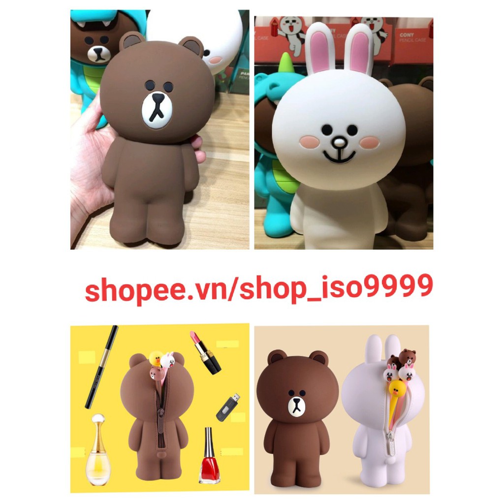 Hộp bút hình gấu Brown và thỏ Kenny của Line Friend/bóp đựng đồ trang điểm