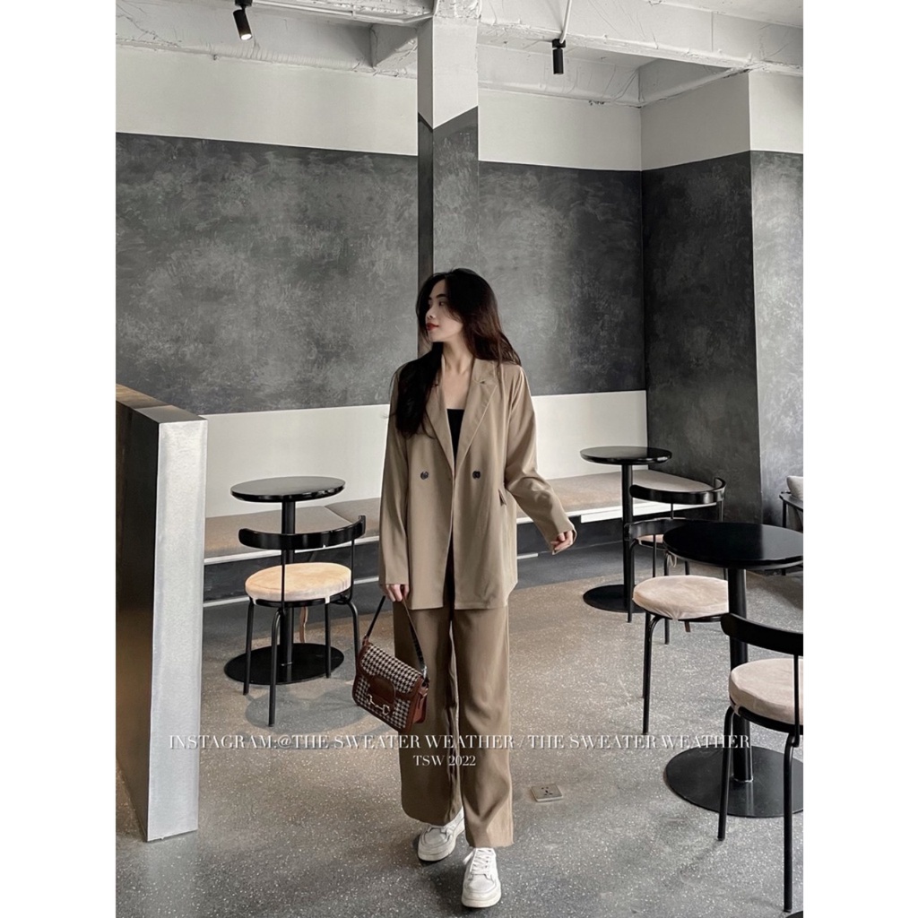 Áo khoác blazer form rộng Hàn Quốc chất tuyết DÀI TAY/ CỘC TAY(Ảnh thật)