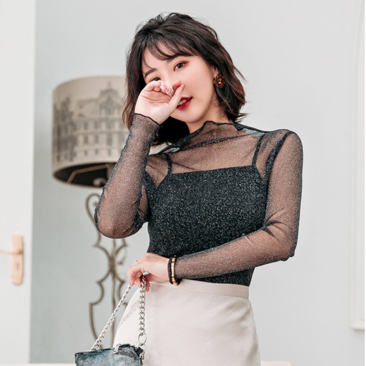 Áo tay dài xuyên thấu thời trang