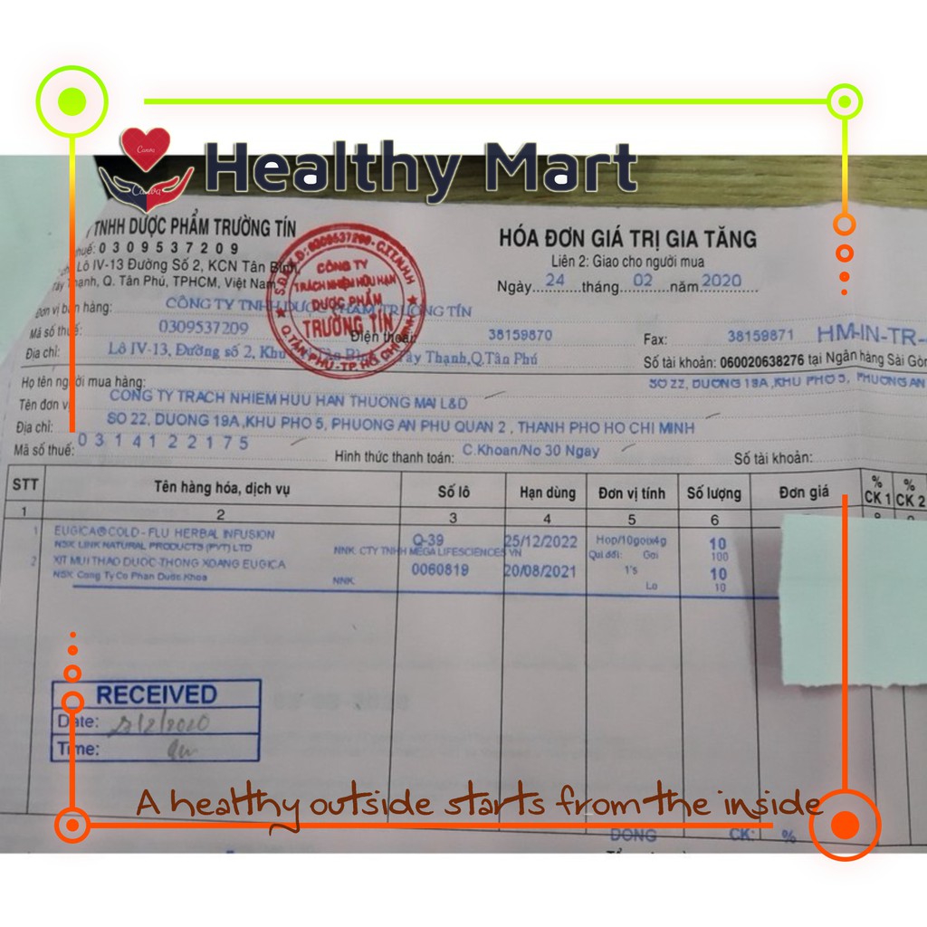 ✔️ Trà Thảo Dược Eugica Cold &amp; Flu Mega Hộp 10g - giải cảm