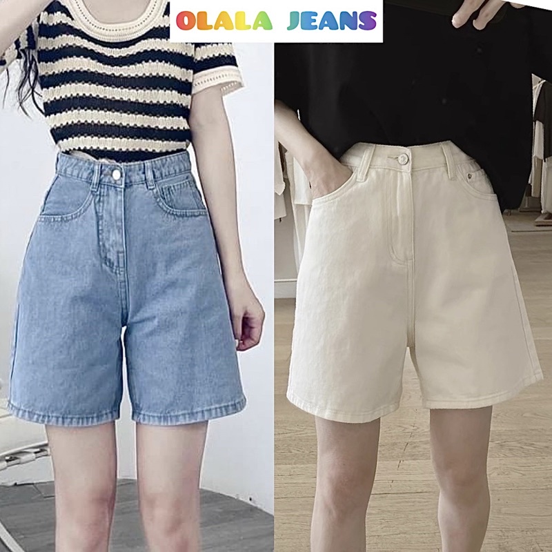 Quần Ngố Lửng Nữ Lưng Cao Ống Rộng Basic Phong Cách Ulzzang