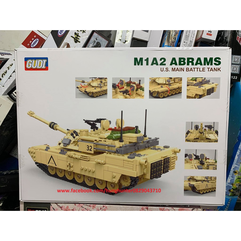 Gudi 6101 Tank M1a2 Abram Bộ đồ chơi lắp ráp Xe Tank của Mỹ 1361 chi tiết