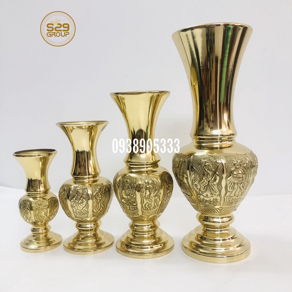 Lọ hoa bát tiên thờ cúng bằng đồng nguyên chất hàng chất lượng cao,nhiều kích thước 18cm,24cm,29cm,38cm