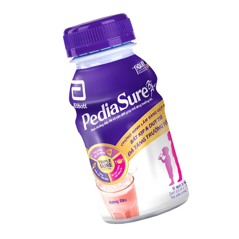 Lốc 24 chai sữa nước Pediasure BA complete 1+ hương dâu 237ml