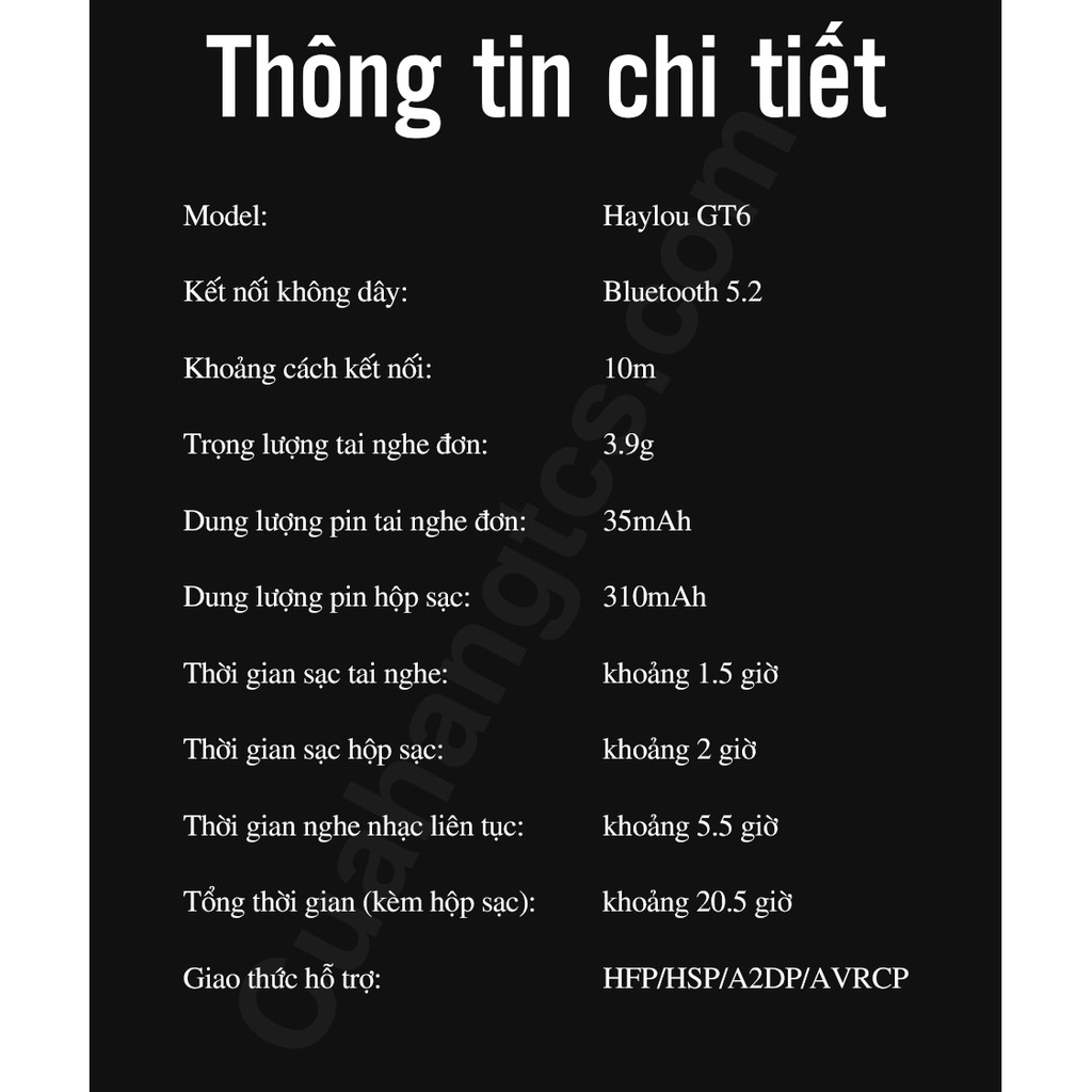 Tai nghe không dây Haylou GT6 chính hãng