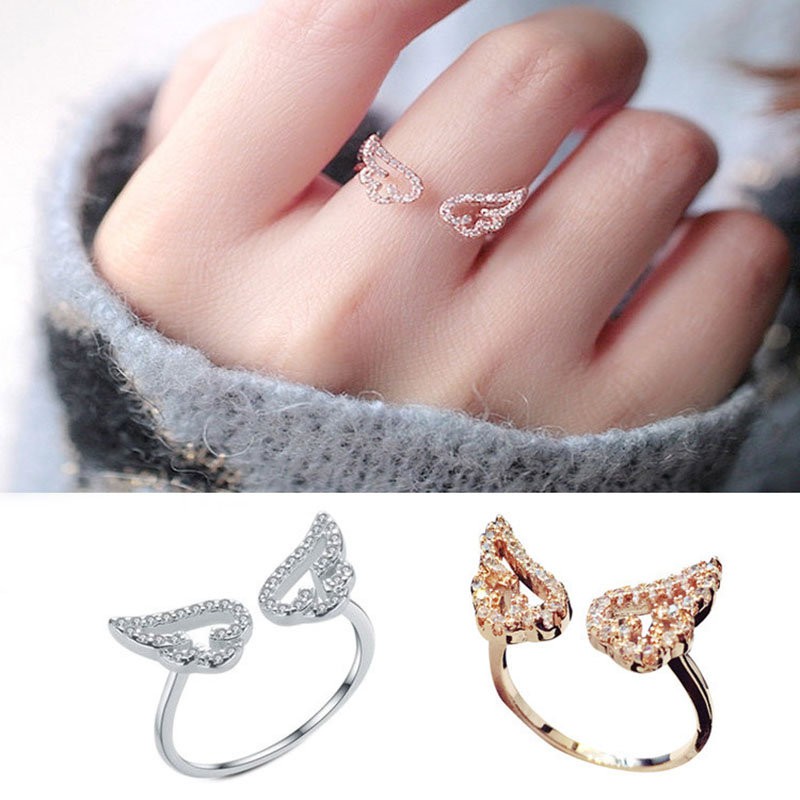 Nhẫn Hình Cánh Thiên Thần Đính Đá Thời Trang Dành Cho Nữ