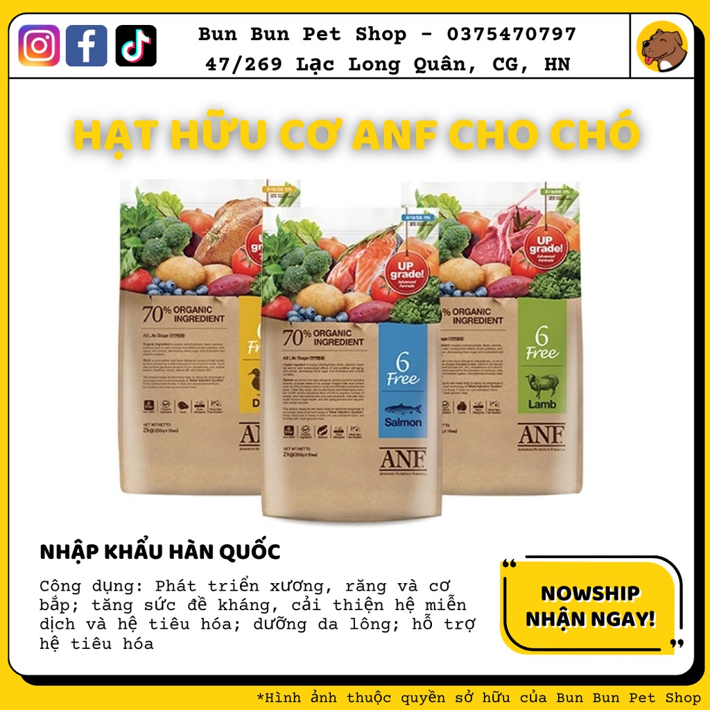 (400gr) Thức ăn hạt hữu cơ ANF dành cho chó