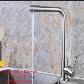Vòi rửa chén, Vòi rửa bát nóng lạnh Inox 304 đầu xoay 360 độ tiện dụng VRB13 tặng đôi dây cấp