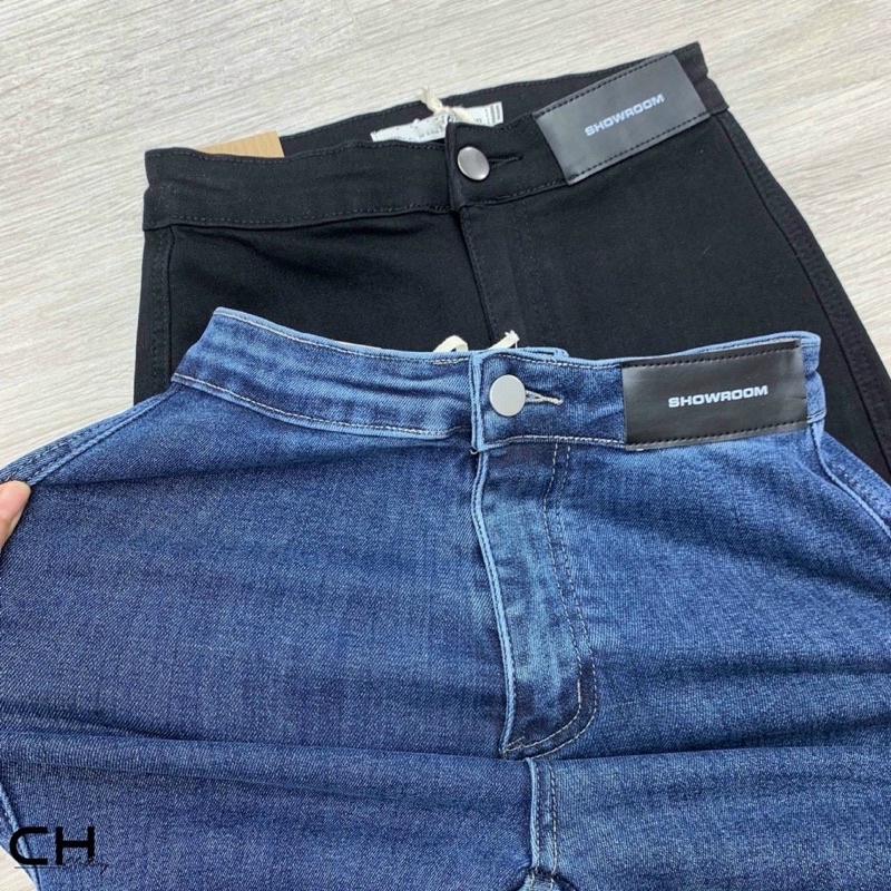 Quần jeans ôm giãn đính mác da hack dáng siêu hot