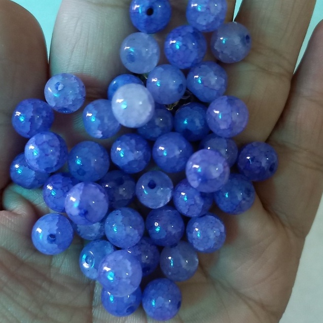 1 viên hạt đá rạn, đá nứt size 8mm màu tim xanh làm vòng tay handmade