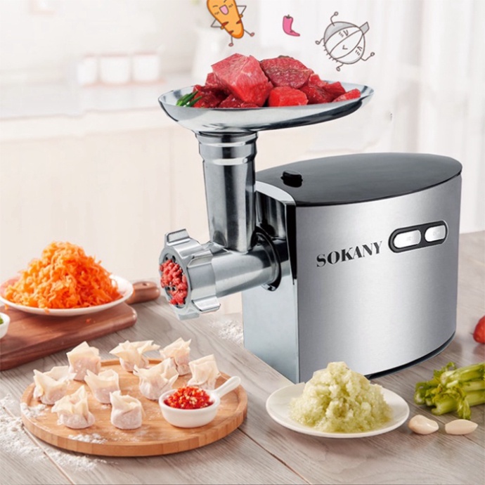 Máy nhồi xay thịt cá, máy đùn thịt làm lạp xưởng cao cấp Sokany 2500W