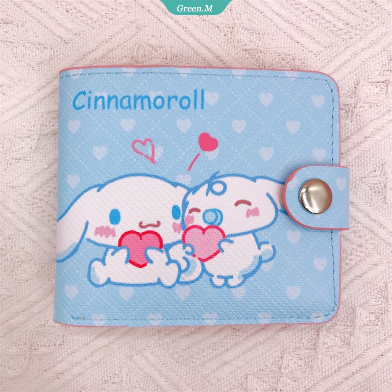 SANRIO Ví Da PU Ngắn Nhiều Ngăn Đựng Thẻ Mini In Hình Nhân Vật Hoạt Hình Kuromi Hello Kitty