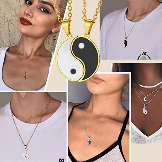 Bộ 2 Vòng cổ Âm Dương / Âm Dương / Âm Dương Độc Đáo Thời Trang Cho Cặp Đôi