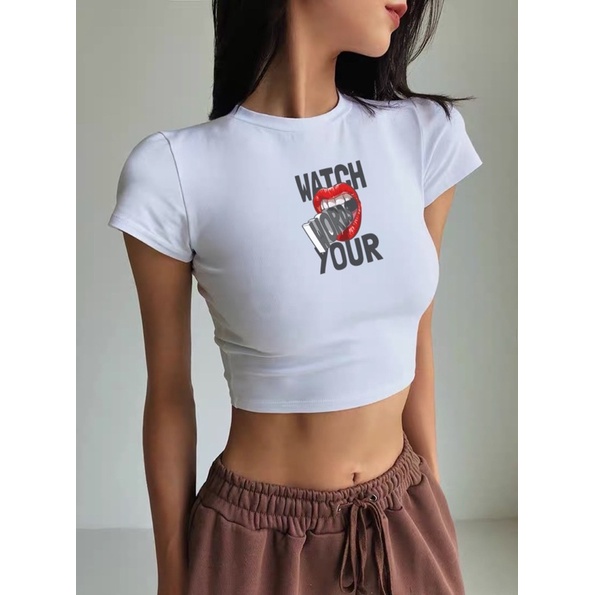 Áo Croptop Cộc Tay In Hình PNG Nary Closet 2022