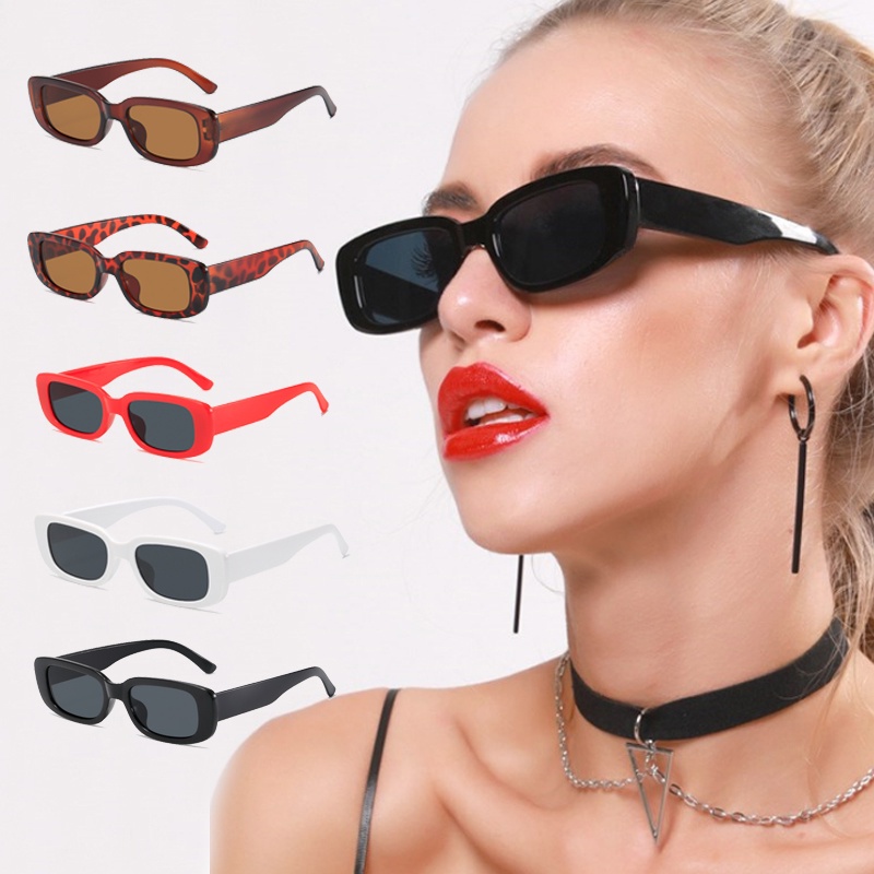 Kính mát gọng chữ nhật màu đen phong cách vintage thời trang sành điệu