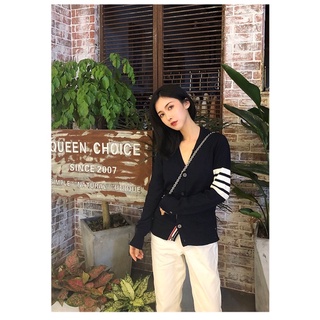 [SẴN XÁM M] Áo cardigan len sọc  Thombrowne