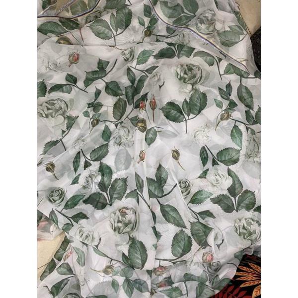 Sỉ vải tơ hoa hồng xanh 1m mát đẹp nhé