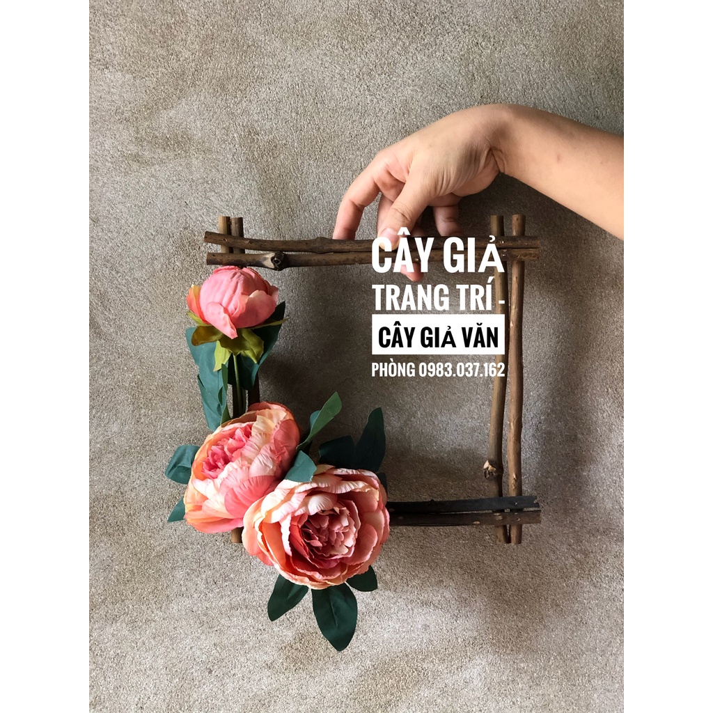 Vòng Hoa Bằng Khung Gỗ Treo Tường Trang Trí Nhà Cửa Siêu Xinh - Vòng Hoa Đơn Giản
