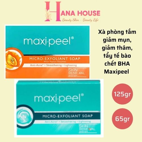 Xà phòng Maxi peel MAXIPEEL-Xà bông cục giảm mụn thâm cho lưng và cơ thể Maxipeel Exfoliant Soap 125