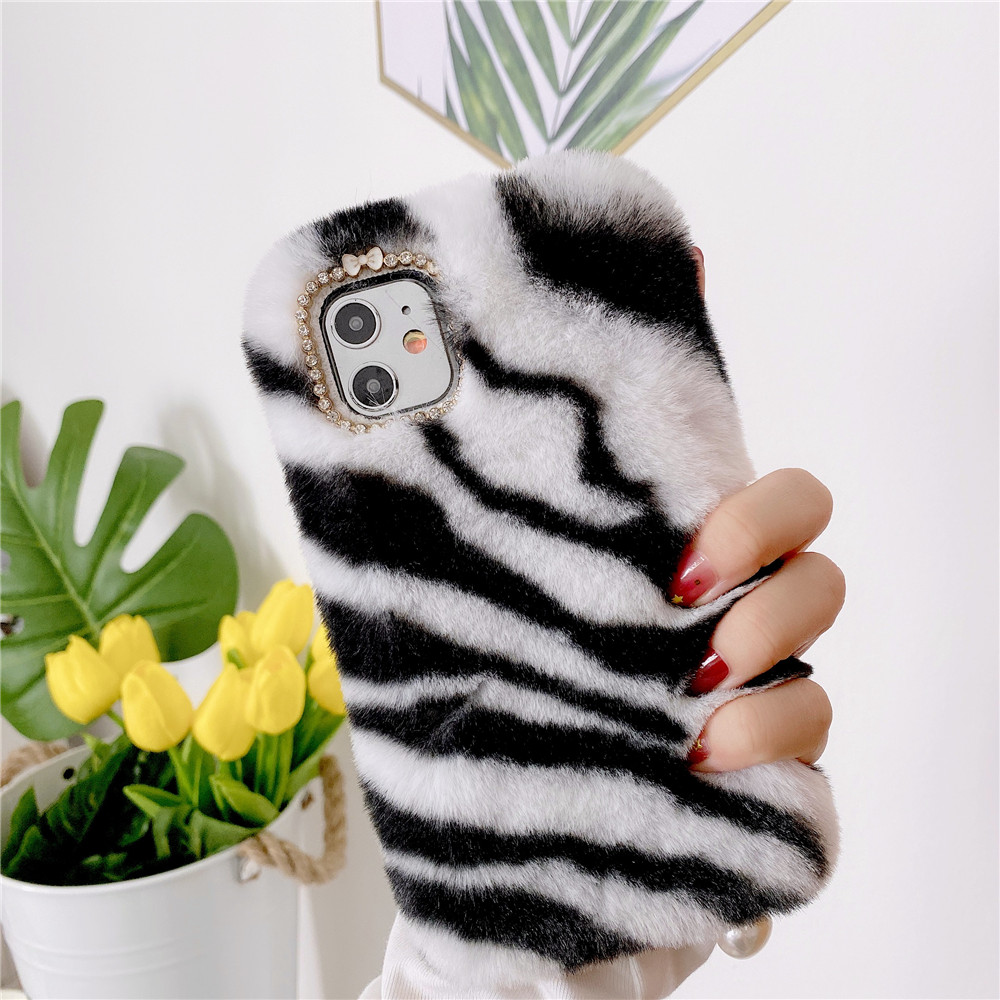 Fashion Leopard Print Plush Casing for iPhone 11 Pro Max SE2 X XS Max XR 7 8 6 6s Plus Case TPU Solicone Drop Protection Leather Cover
