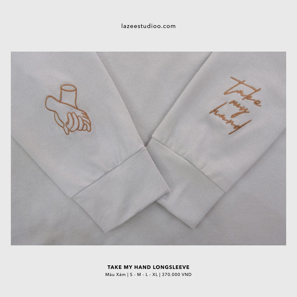 ÁO THUN DÀI TAY CỔ TRỤ - "TAKE MY HAND" POLO (XÁM/NÂU ĐẬM) | BigBuy360 - bigbuy360.vn