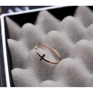 Nhẫn Nữ Kiểu Hở Free Size Hình Thánh Giá Titan Ko Đen TT 0458 Bilyshop An Toàn Cho Sức Khỏe