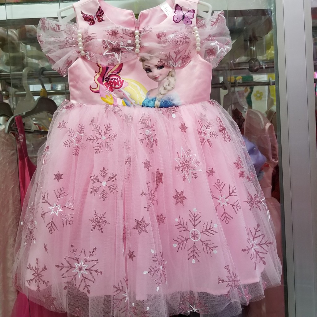 Đầm voan dạ hội cao cấp hở vai elsa pony cho bé dự tiệc 10-32kg
