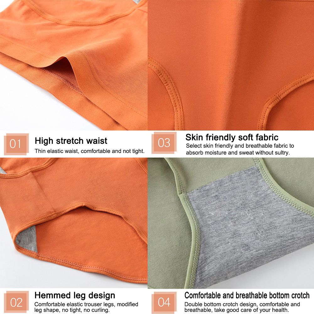 Quần lót cotton màu trơn lưng vừa thoáng khí dễ thương MIHAN1 cho nữ