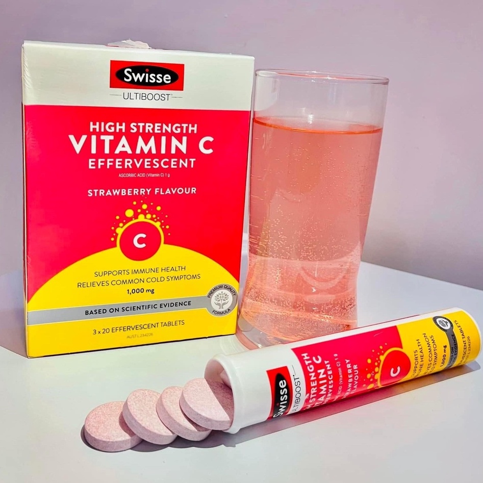 HỘP 60 VIÊN - Viên Sủi Vitamin C Swisse Ultiboost High Strength C 1000MG Úc