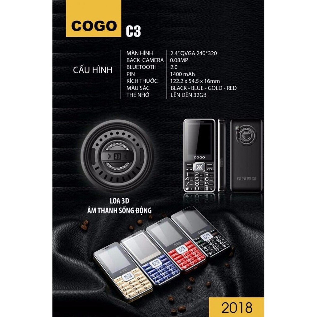 ĐIỆN THOẠI COGO C3 -Màn hình lớn 2.4, Nghe Nhạc Cực Đỉnh, Pin khỏe