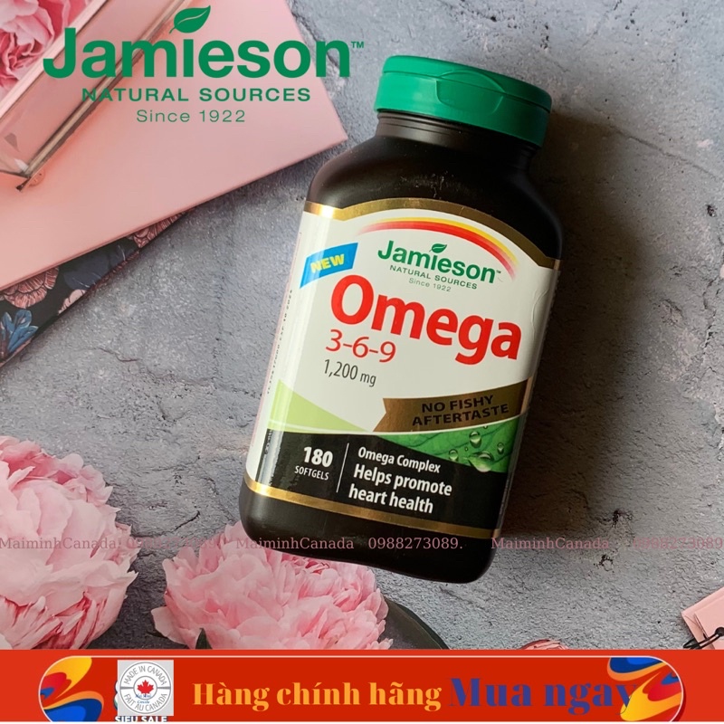 (Bill Canada) Viên uống Omega 3-6-9 1200mg Jamieson 180 viên; Jamieson Omega 369 No Fishy Aftertaste 1200mg