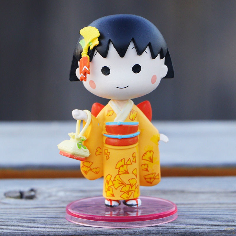 Búp Bê Anime Maruko Mặc Kimono Dễ Thương Để Bàn Trang Trí