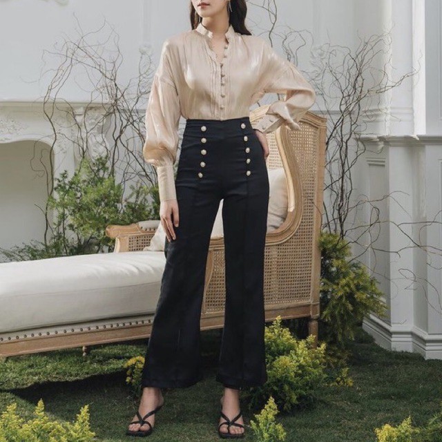 Quần lụa đen cạp cao - Cici Pants