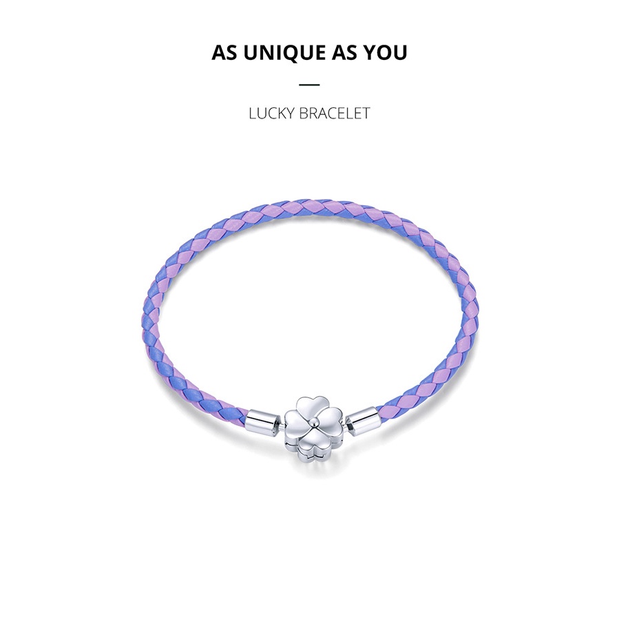 Vòng Đeo Tay Bamoer SCB214-17 Bằng Bạc 925 Màu Tím Với Mặt Vòng Có Thể Điều Chỉnh Trang Sức Thời Trang Cho Nữ