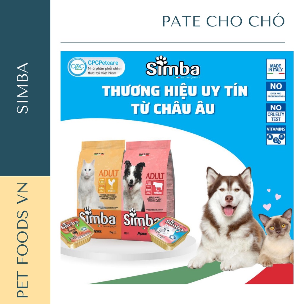 Pate cho chó SIMBA vị Gà và Cừu