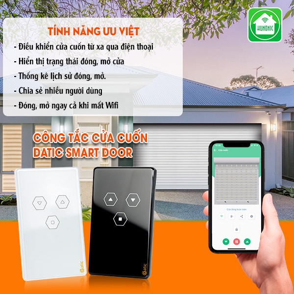 [BẢN TIÊU CHUẨN] Công Tắc Cửa Cuốn Thông Minh Hunonic Datic Điều Khiển Từ Xa Bằng Điện Thoại, Bảo Hành 12 Tháng 1 Đổi 1