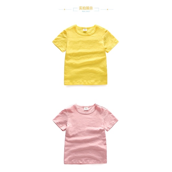 Áo thun trơn bé trai bé gái_Áo phông trẻ em, áo cộc tay cotton xước unisex từ 1-9 tuổi (10-38kg)