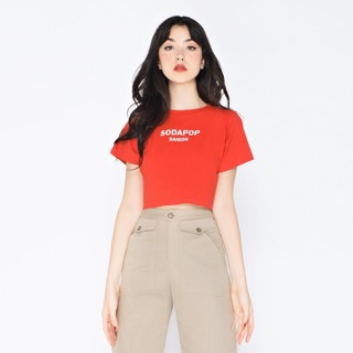 Áo thun trơn in logo SODA POP dáng Croptop