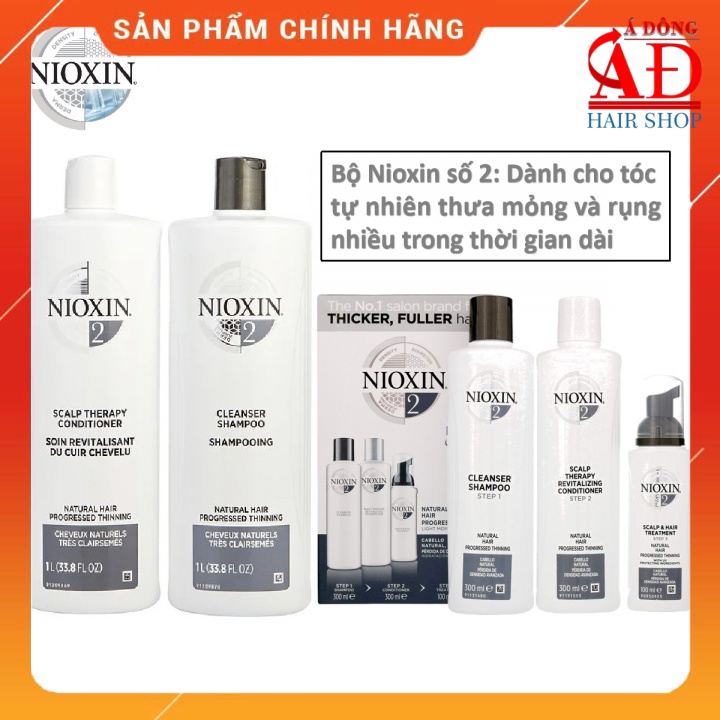 [+Tặng mũ trùm] BỘ DẦU GỘI XẢ NIOXIN 2 NATURAL HAIR USA - CHO TÓC TỰ NHIÊN THƯA MỎNG VÀ RỤNG NHIỀU