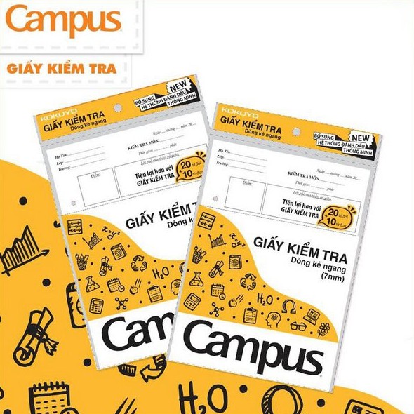 Giấy Kiểm Tra Kẻ Ngang Campus Khổ B5 (20 tờ đôi + 10 tờ đơn) TPBM70G-30