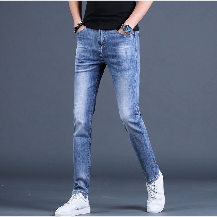 Quần Jeans Nam Trơn Ooki Quần Bò Nam Dáng Ôm Chuẩn Form Chất Vải Co Giãn